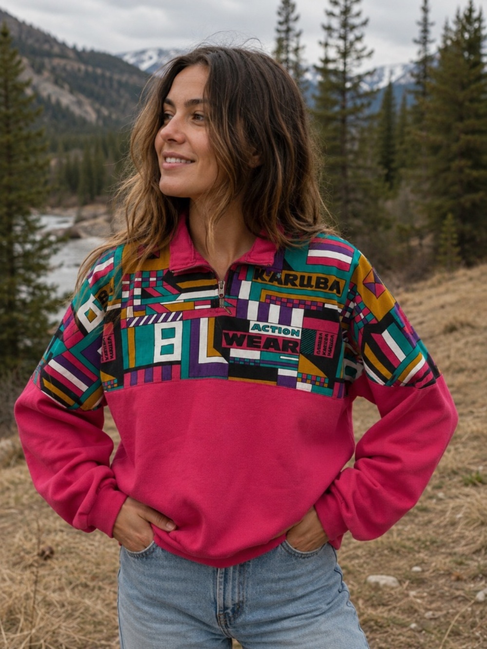 Vintage 90s Karuba Quarter Zip Sweatshirt